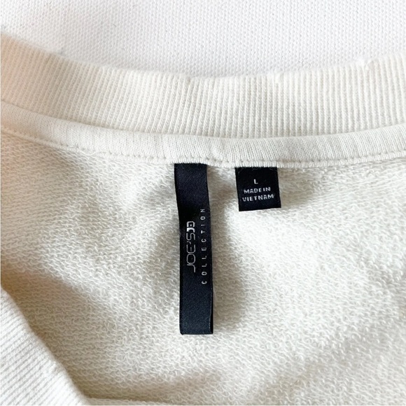 Joe's Collection Women's Sweater Distressed Hem Lace Up Sleeves Beige Size Large - Picture 4 of 9